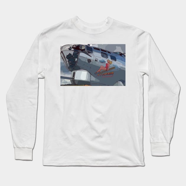 World War II Bomber with Nose Art Long Sleeve T-Shirt by WelshDesigns